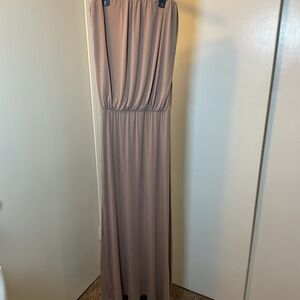 10. Olivecaous Strapless Tan Maxi Dress Size Large